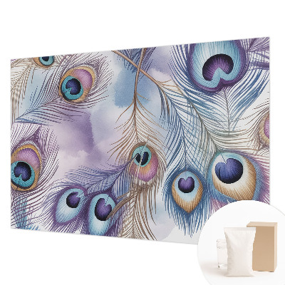 Modern fotobehang met pauwenveren als print