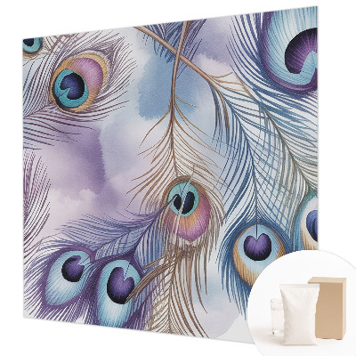 Modern fotobehang met pauwenveren als print