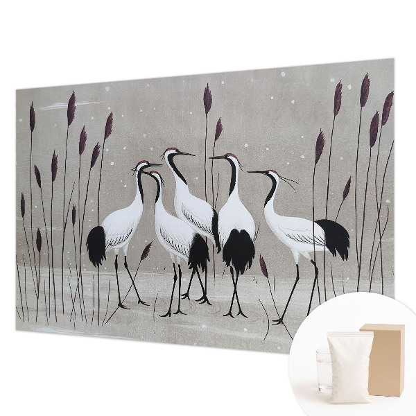 Premium fotobehang met een zwerm kraanvogels