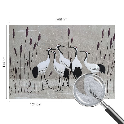 Premium fotobehang met een zwerm kraanvogels