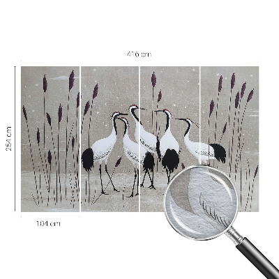 Premium fotobehang met een zwerm kraanvogels