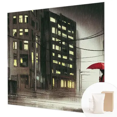Hoogwaardig fotobehang met een regenachtige stadsfoto