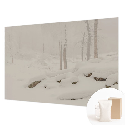 Uniek fotobehang met een ontwerp van een sneeuwbos