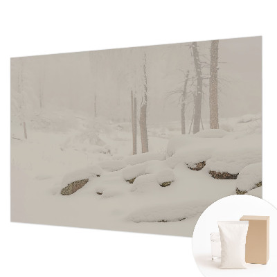 Uniek fotobehang met een ontwerp van een sneeuwbos