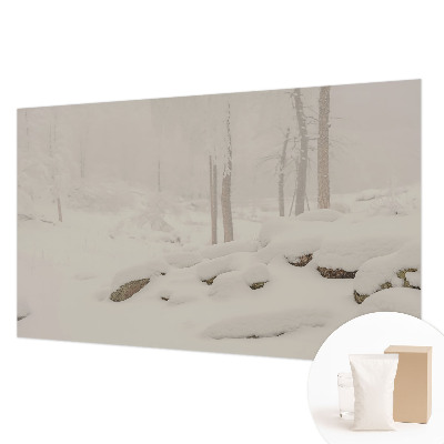 Uniek fotobehang met een ontwerp van een sneeuwbos