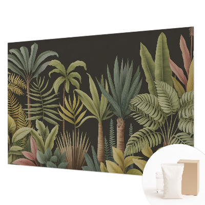 Vliesbehang fotobehang woonkamer met een tropische junglemotief