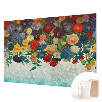Behang met print met kleurrijke bloemen