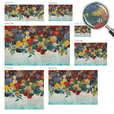 Behang met print met kleurrijke bloemen