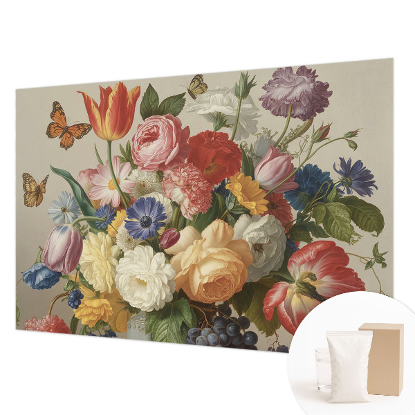 Foto behang op maat Bloemen en vlinders