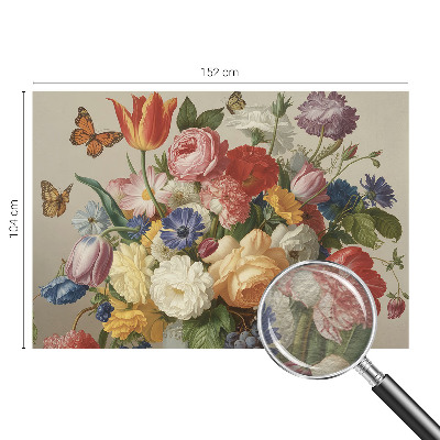 Foto behang op maat Bloemen en vlinders