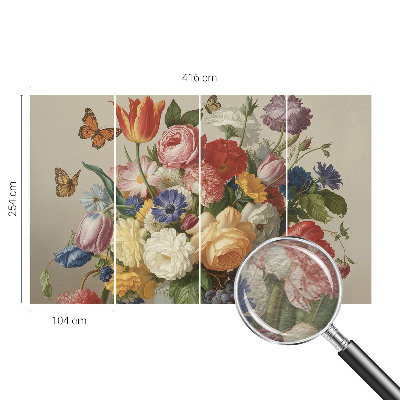 Foto behang op maat Bloemen en vlinders