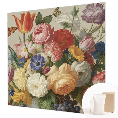 Foto behang op maat Bloemen en vlinders