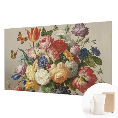Foto behang op maat Bloemen en vlinders