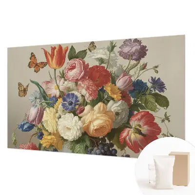 Foto behang op maat met bloemen- en vlindermotief