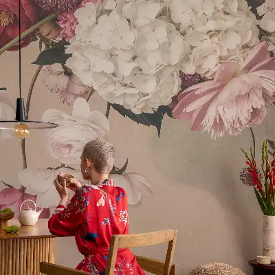 Fotobehang naadloos met een romantisch bloemenmotief