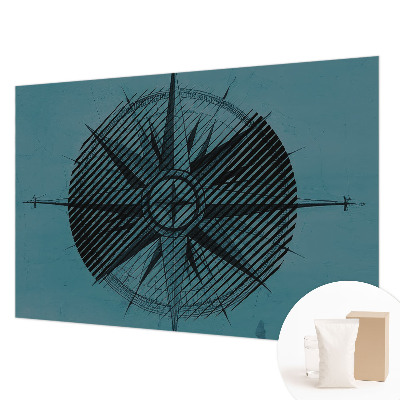 Fotobehang woonkamer met motief van een scheepskompas