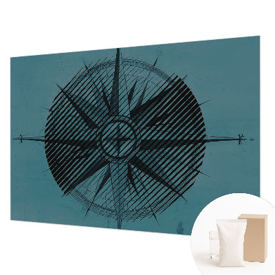 Fotobehang woonkamer met motief van een scheepskompas