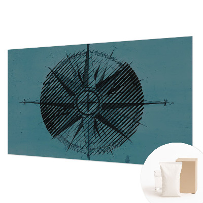 Fotobehang woonkamer met motief van een scheepskompas