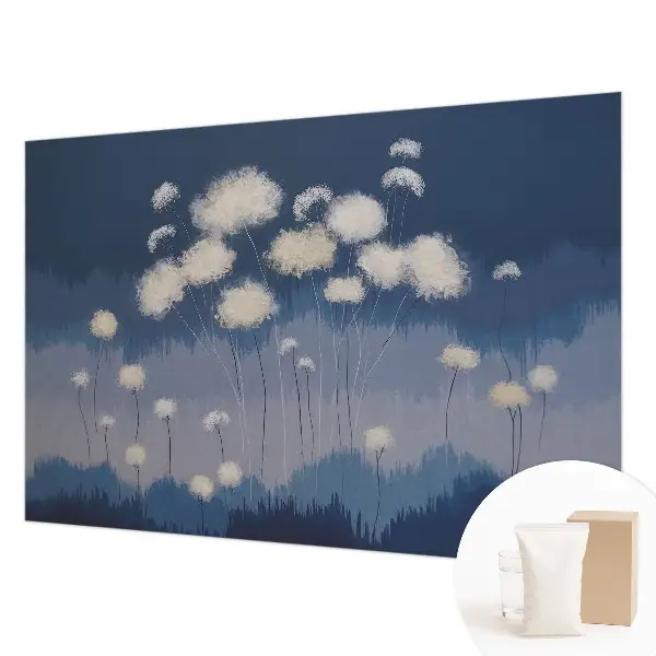 Fotobehang slaapkamer met witte paardenbloemen