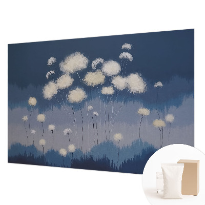 Fotobehang slaapkamer met witte paardenbloemen
