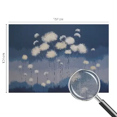 Fotobehang slaapkamer met witte paardenbloemen
