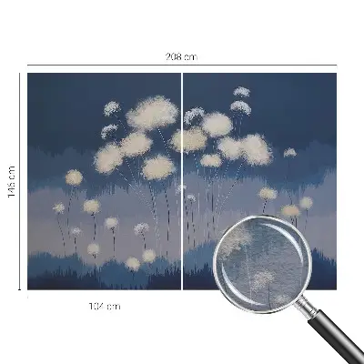 Fotobehang slaapkamer met witte paardenbloemen