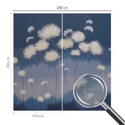 Fotobehang slaapkamer met witte paardenbloemen