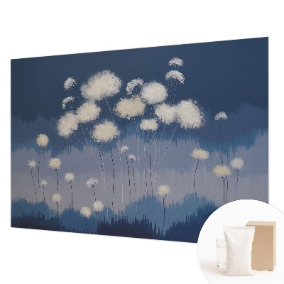 Fotobehang slaapkamer Witte paardenbloemen