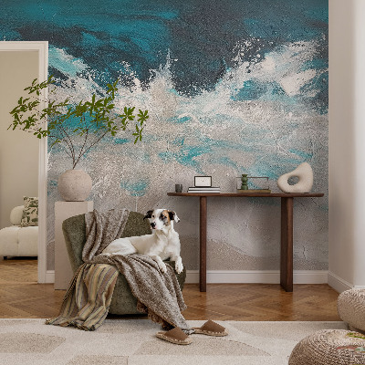 Fotobehang voor de slaapkamer met oceaangolven als motivelement