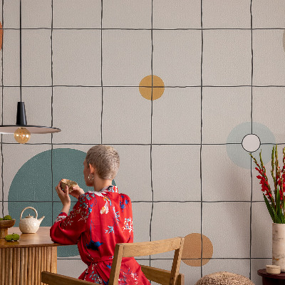 Fotobehang voor de woonkamer met gekleurde cirkels als dessin