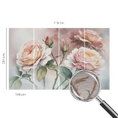 Premium fotobehang met pastelrozen