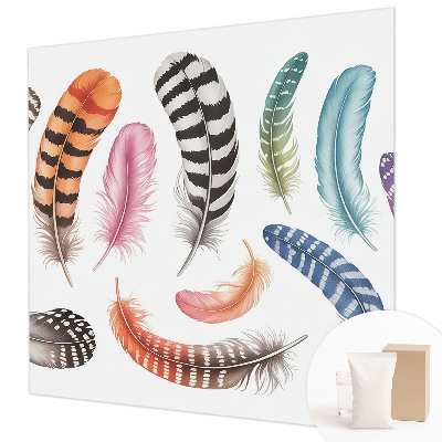 Vlies fotobehang met pastelkleurige veren