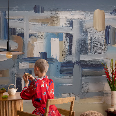 Vliesbehang fotobehang met abstracte penselen als patroon