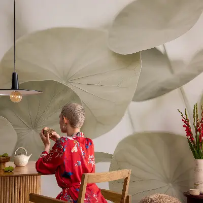 Vliesbehang fotobehang woonkamer in natuurlijke stijl voor een elegante woonkamersetting