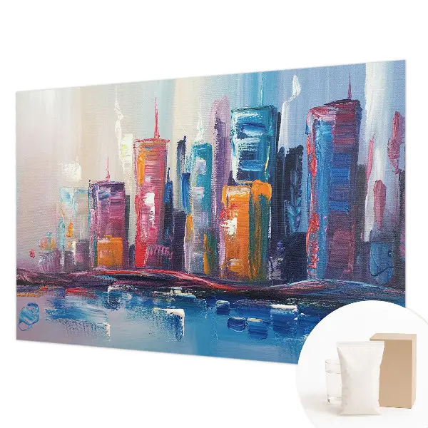 Vlies fotobehang op maat met een kleurrijke stadsprint