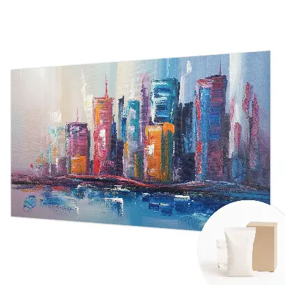 Vlies fotobehang op maat met een kleurrijke stadsprint