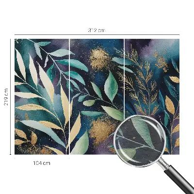 Fotobehang voor de slaapkamer met botanische bladeren als print