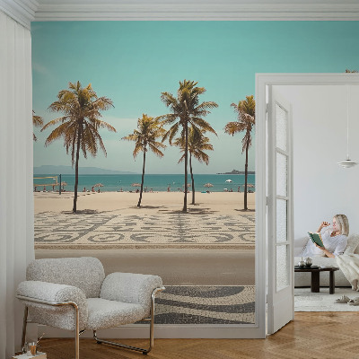 Luxe fotobehang met een palmbomenstrandmotief