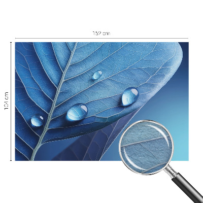 Vliesbehang fotobehang woonkamer met blauw bladmotief