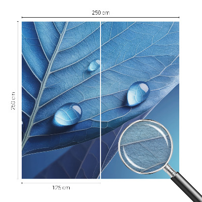 Vliesbehang fotobehang woonkamer met blauw bladmotief