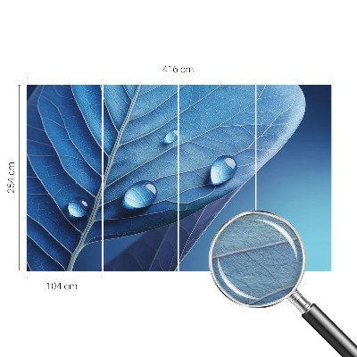 Vliesbehang fotobehang woonkamer Blauw blad