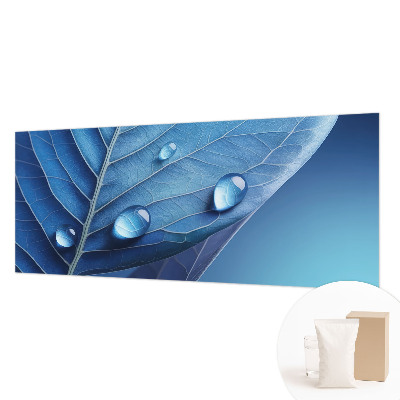 Vliesbehang fotobehang woonkamer met blauw bladmotief
