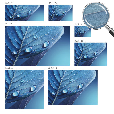 Vliesbehang fotobehang woonkamer met blauw bladmotief