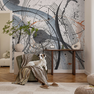 Behang met print met een expressieve abstracte print