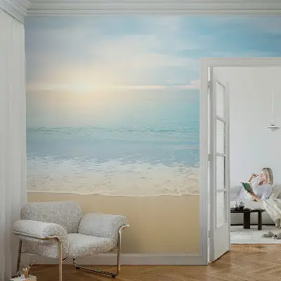 Muurbehang met een ontwerp van een zonsopgang