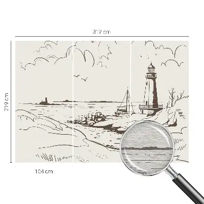 Fotobehang woonkamer met een kustlandschap als print