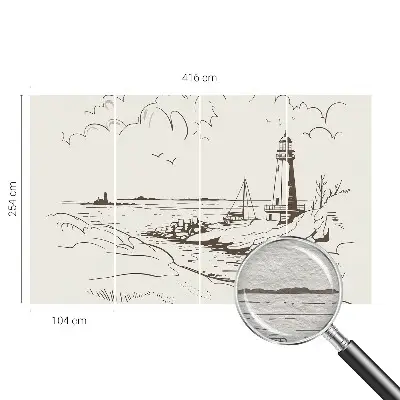Fotobehang woonkamer met een kustlandschap als print