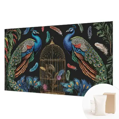 Fotobehang voor de slaapkamer met een exotisch pauwenmotief