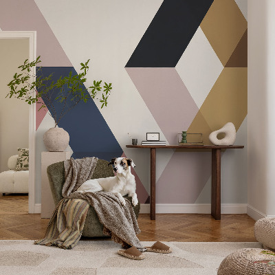Fotobehang voor slaapkamer met kleurrijke ruitvormige patronen