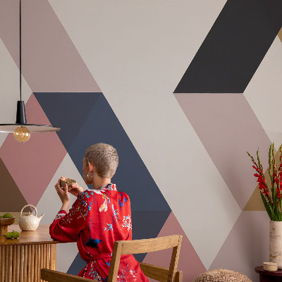 Fotobehang voor slaapkamer met kleurrijke ruitvormige patronen